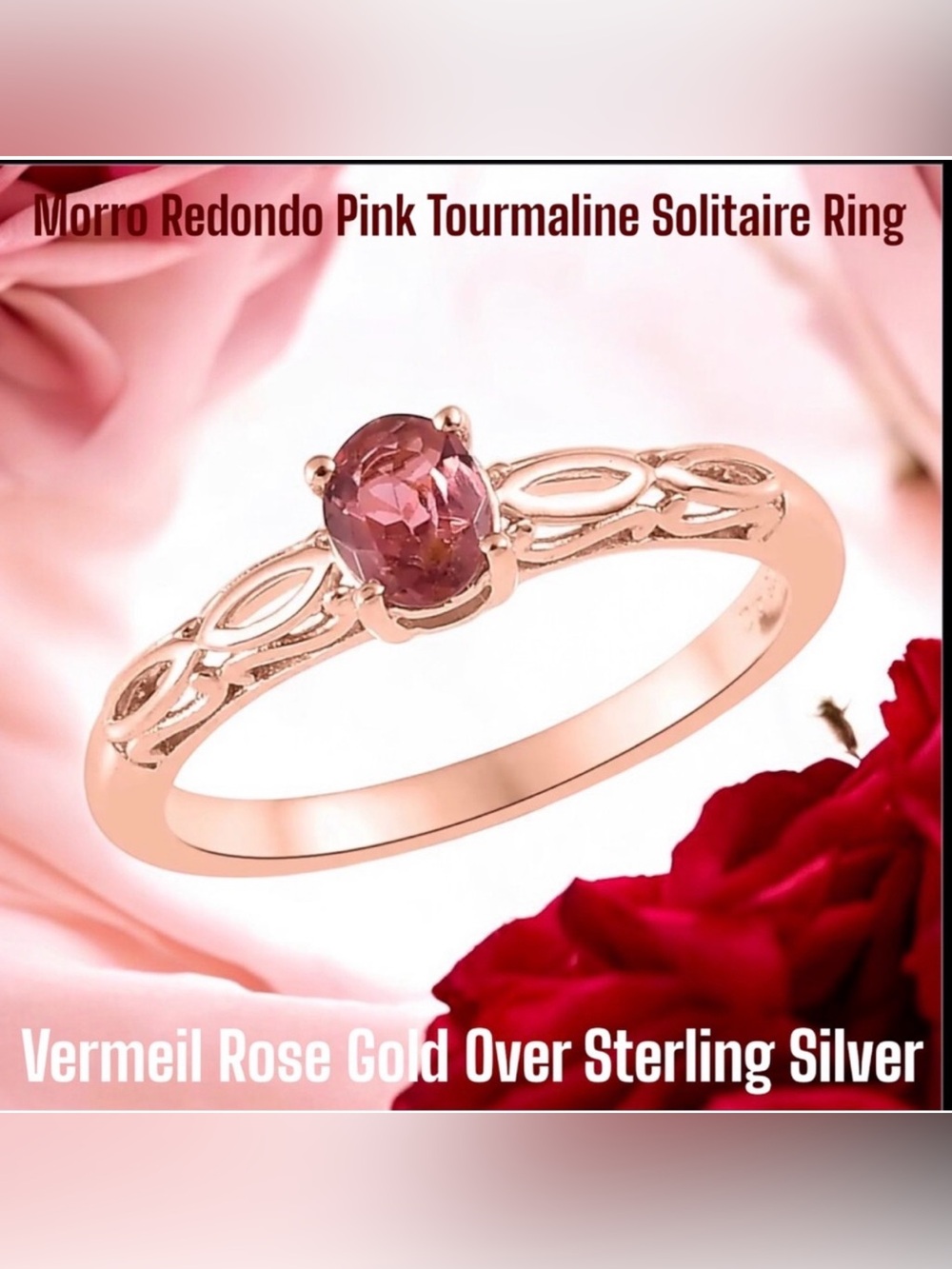 Premium Morro Redondo Pink Tourmaline Solitaire Ring In Vermeil Rose Gold 9.75
